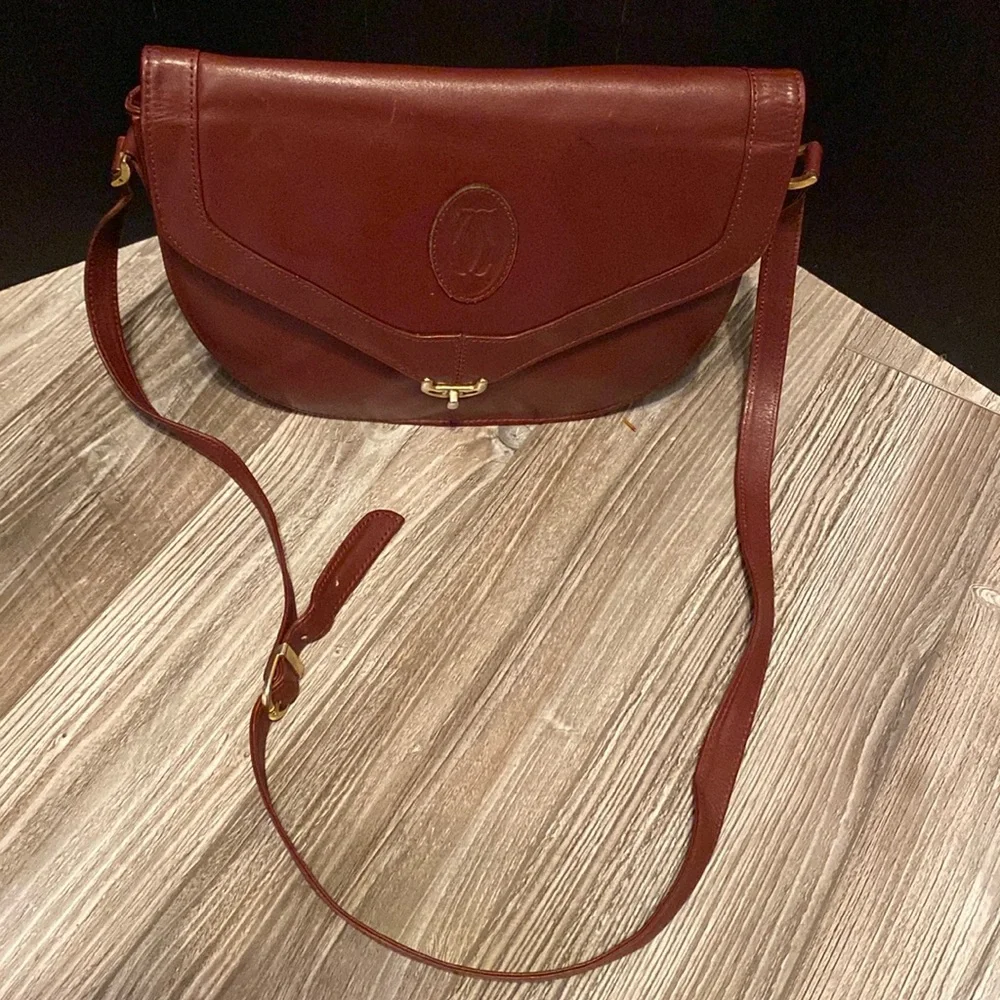 Vintage Cartier Burgundy  Calf Leather  Bag - Picture 3 of 16